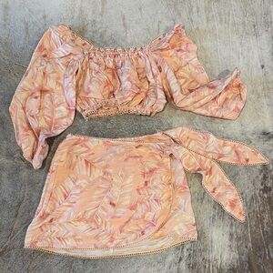 Show Me Your MuMu Peach Leaf Print Set
